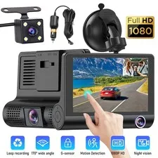 4" Dash Cam Dual Lens HD 1080P Car Recorder Camera DVR Rearview Video G-Sensor