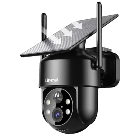BLACK - LITYMOL 2K 360° VIEW SOLAR SECURITY CAMERAS WIRELESS OUTDOOR
