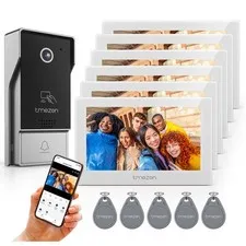 WLAN Video Intercom System 6x 7'' Touch Monitor Wired Video Door Phone Doorbell