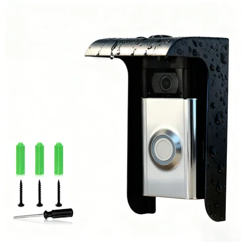 Doorbell Rain Cover,Black Metal Ring Doorbell Protector,Small Video Doorbell ...