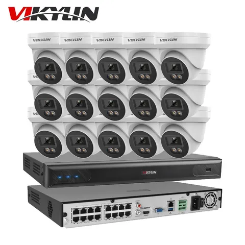 Vikylin SmartFind 16ch CCTV System 5MP IP Camera Full Color 4K 16 POE NVR Lot