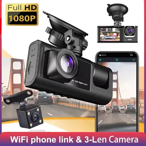 3 lenses Camara De Seguridad Dash Cam Para Carro Auto Delantero/Trasero/Interior