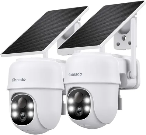 2K Wireless Solar Security Camera 2 Pack Outdoor Wi-Fi AI Detection Night Vision
