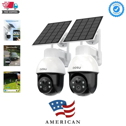 3K/5MP Solar Security Cameras System Wireless Outdoor, Battery Powered WiFi C...