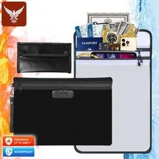 2000℉ Fireproof Document Bag with Zipper Waterproof File Pouch Cash Safe Storage