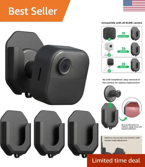3 Pack No Drill Adhesive Wall Mounts for Blink Camera - Easy Installation!