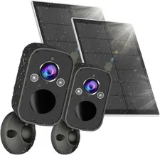 2 Pack Solar Security Cameras Wireless Outdoor, 2K Security Camera Outdoor with