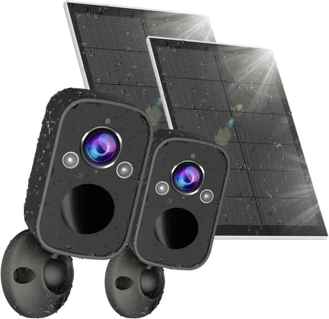 2 Pack Solar Security Cameras Wireless Outdoor, 2K Security Camera Outdoor with