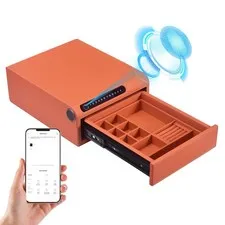 Biometric Fingerprint safe, Slide-Away Handgun Safe for Pistols, Leather Wrap...