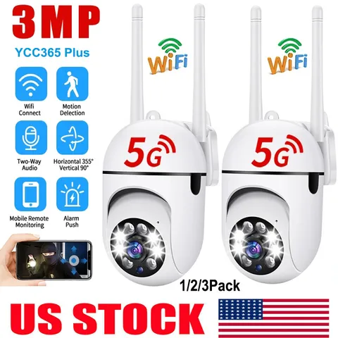2X 1080P Camaras De Seguridad Para Exterior WIFI Inalambrica Con Vision Nocturna