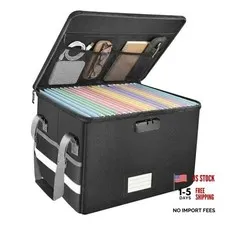 File Box with Lock, Fireproof Document Box for Home Single-layer