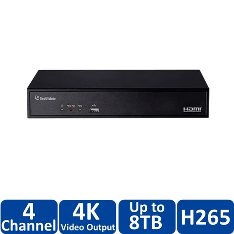 Geovision GV-SNVR0411 4-Channel 4K Network Video Recorder 4 PoE Ports (Unbox)
