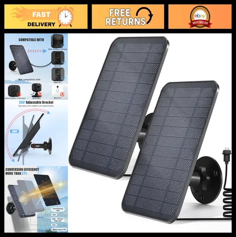 Solar Panel for Blink Camera - Waterproof, 13.12ft Cable, Wall Mount, 2 Pack