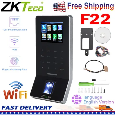 ZKTeco F22 WiFi TCP/IP Fingerprint Access Control Attendance Clock 2.4" Screen