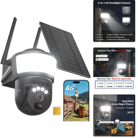 No WiFi Needed - 2K Color Night Vision Solar Security Camera with Motion Alerts