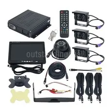 4CH Mobile Car DVR Recorder & 4 IR Night Version Camera & 7'' LCD Screen Kit os6