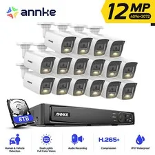 ANNKE 16CH NVR 12MP PoE Security Camera System Outdoor Color Night Vision H.265+