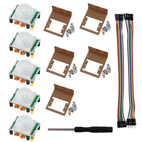 5 PCS HCSR501 PIR Motion Sensor Module Plus Bracket Holder Screwdriver Kit