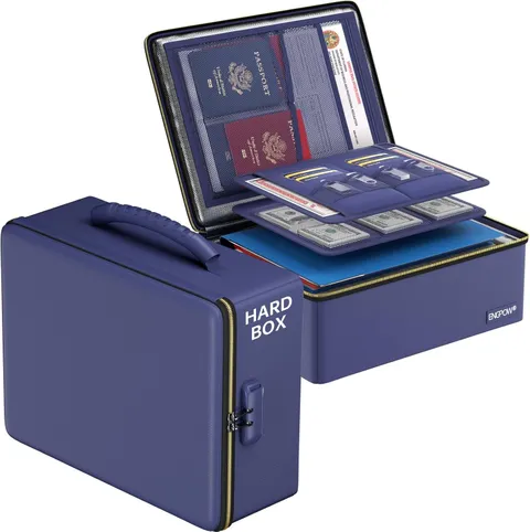 Fireproof Document Box with Lock & Heat-Resistant Fireproof Zipper | 6400°F 12-L