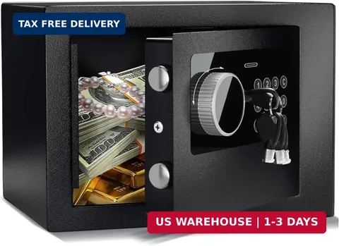 Digital Electronic Money Safe, Steel Security Lock Box with Keypad, Office Hotel