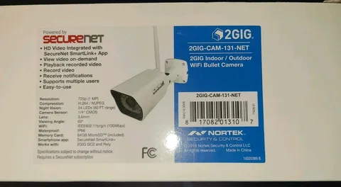 2GIG-CAM-131-NET 720p HD Indoor Outdoor WiFi Bullet Security Camera 3.6mm