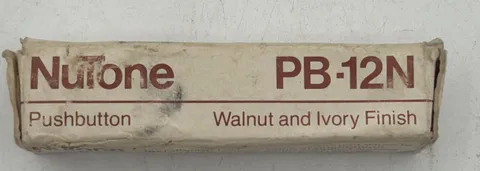 NuTone PB-12N Pushbutton Vintage Door Bell Button Walnut & Ivory NOS Free Ship