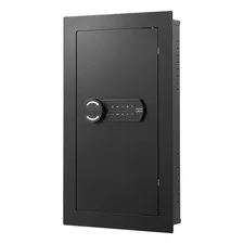 3-Tier Wall Safe, Q235 Steel Hidden In-Wall Safe with Password and Key LED Light