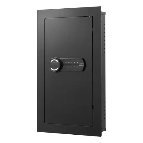3-Tier Wall Safe, Q235 Steel Hidden In-Wall Safe with Password and Key LED Light