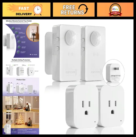 2 Pack Wireless Motion Sensor Switch Kits, Mini PIR Control Plug for Lamps & App