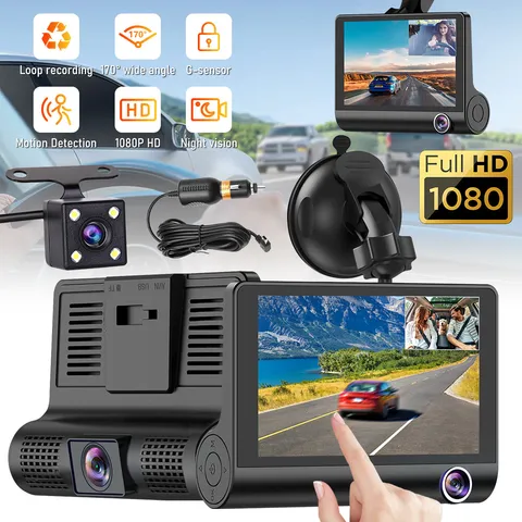 3 lenses Camara De Seguridad Dash Cam Para Auto Carro Delantero/Trasero/Interior