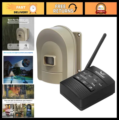 Wireless Driveway Alarm System - 1/2 Mile Range, Weatherproof Motion Sensor Aler