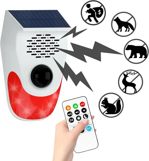Solar Motion Sensor Alarm, Motion Activated Deer Bear Deterrent | Custom Voice U