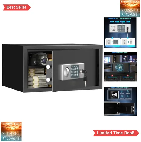 Digital Security Safe Box 1.0 Cubic Feet Steel Electronic Keypad Lock Cabinet