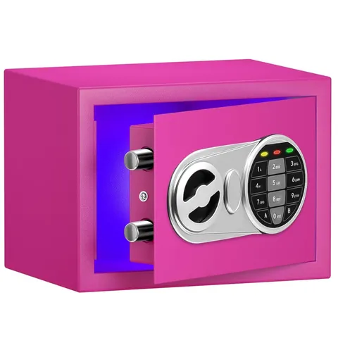 Pink Safe Box with Sensor Light, Electronic Digital Keypad, Steel Constructio...