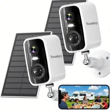 2 Pack Solar Security Camera Outdoor Wireless, 4MP HD Full Color Night Vision, 2