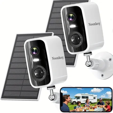 2 Pack Solar Security Camera Outdoor Wireless, 4MP HD Full Color Night Vision, 2