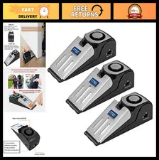 Portable Door Stopper with Security Alarm - 120dB Loud Alert, 3 Pack, Travel & H