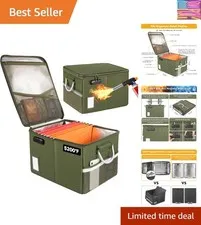 5200°F Fireproof Document Box, Fire Important Document Organizer with Lock, U...