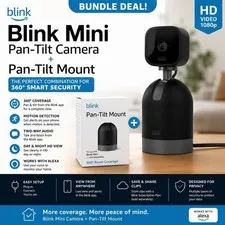 Blink Mini Pan-Tilt Camera + Pan-Tilt Mount Bundle Indoor Security Cam