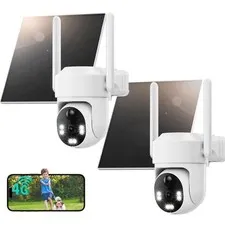Innovative 2-Pack of Solar-Powered 4G LTE Cameras - 360° PTZ and Two-Way Audio