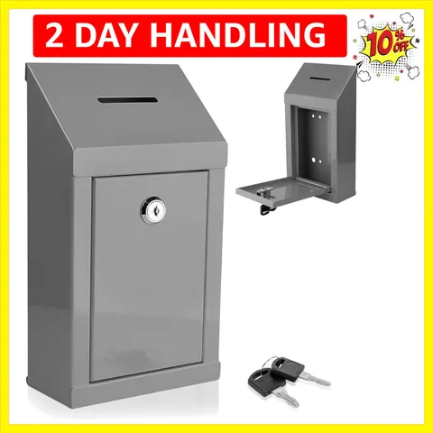 Metal Donation Box-Suggestion Box with Slot and lock-Cash Lock box for Money-...