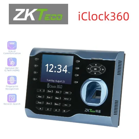 ZKTeco iClock360 TCP/IP Fingerprint Time Clock Attendance Terminal WIFI/ID/IC