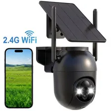 Security Cameras Wireless Outdoor Wifi, Solar Battery Powered, 360° View, AI Hum