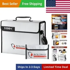 Large Fireproof Bag 5200℉ Heat Insulated 15 x 12 x 5 inches, Fireproof Docume...