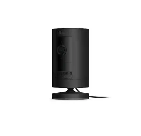 Ring Stick Up Plug-in 1080p HD Security Camera Indoor/Outdoor- Black
