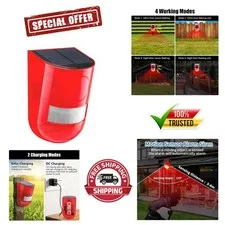 Solar Motion Sensor Alarm - 110dB Siren & Flashing Light for Ultimate Security