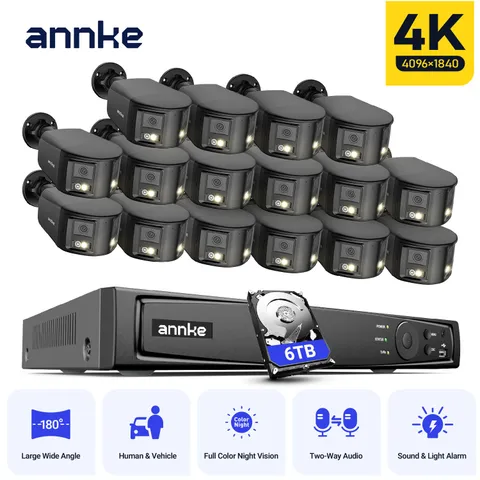 ANNKE 16CH NVR 4K POE 180° View Dual Lens Security Camera System Two Way Audio