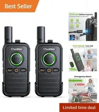 Wireless VOX Hands-Free Intercom System with SOS Alarm - 1.5 Mile Range Duo Pack