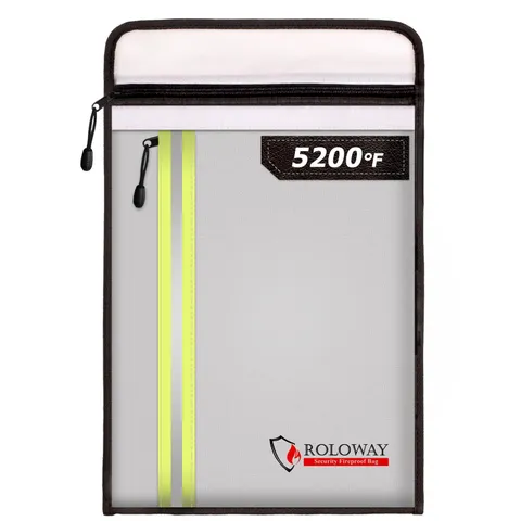 Fireproof Document Bag (15.5 x 11.5 inch) with 2 Pockets and 5200℉ Aluminum F...