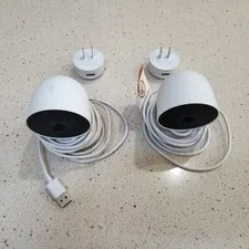 Two Google Nest Security Cams Indoor 1080p Wired 2nd Gen. GJQ9T (White Snow)